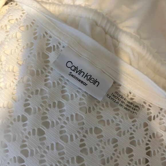 Calvin Klein Swimwear White Lace Sleeve Swim Cover Up One Size Fits Most - Picture 7 of 7